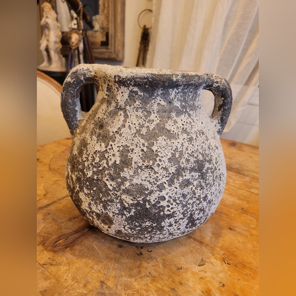Rustic Black and Gray Textured Vase